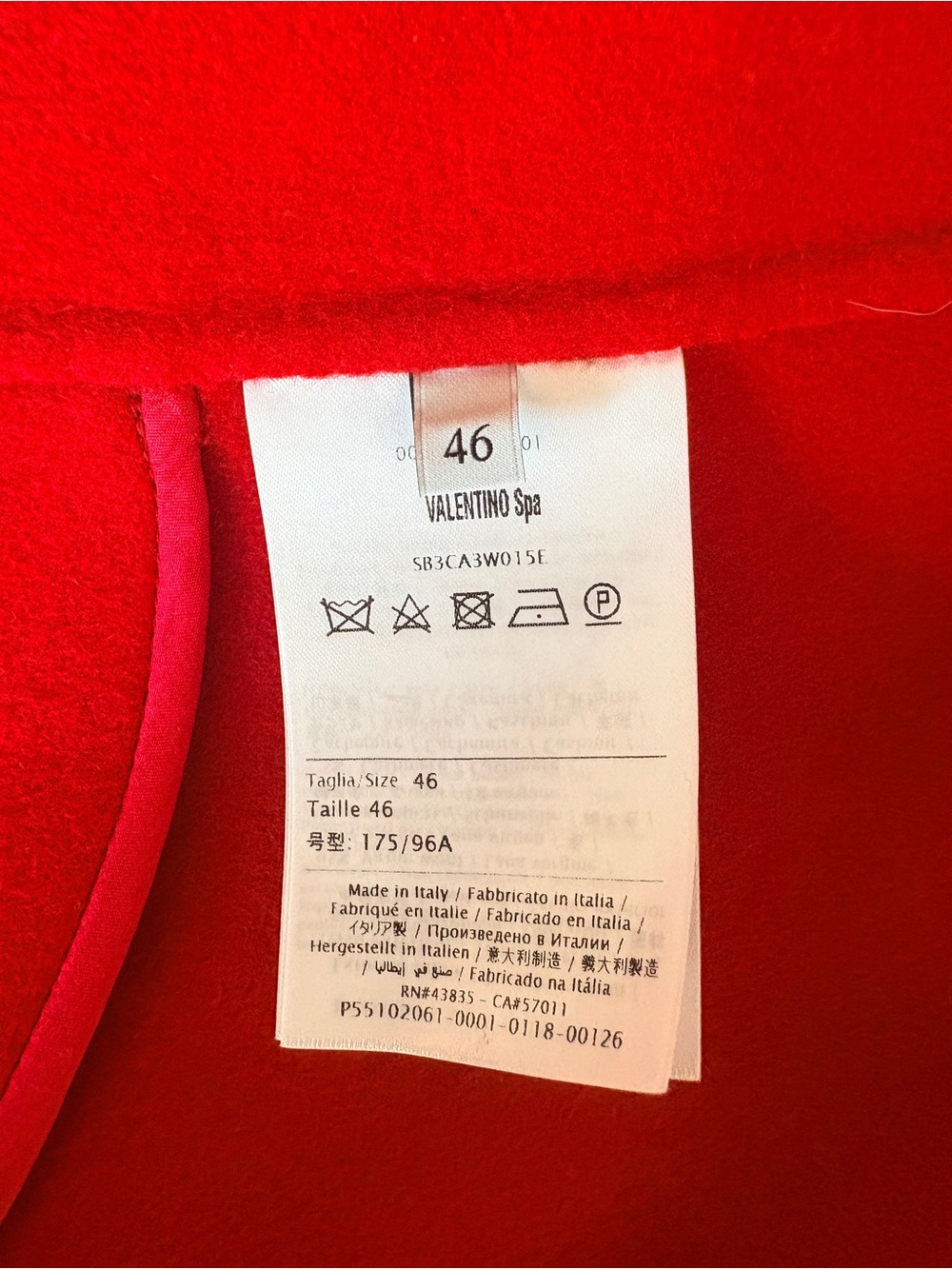Valentino Red Wool Cashmere Coat Scalloped Peplum Bell Sleeve IT 46 Authentic - Picture 7 of 7